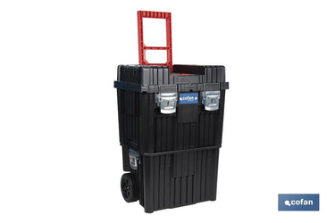 Cofan – Carro de Herramientas Compact con 2 Bloques | Con Doble Asa y Ruedas | 45 × 36 × 64 cm